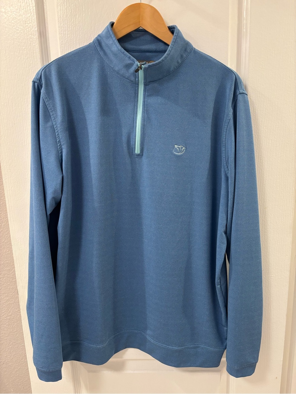 Peter Millar Crown Sport Quarter Zip Reynolds Lake Oconee Golf Blue Pullover